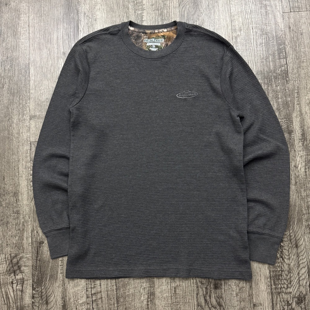 Realtree Waffle Knit Thermal Shirt Grey L